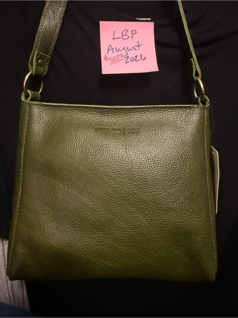 PEBBLED OLIVE 🫒 Small Triangle Shoulder Bag - Portland Leather - NWT